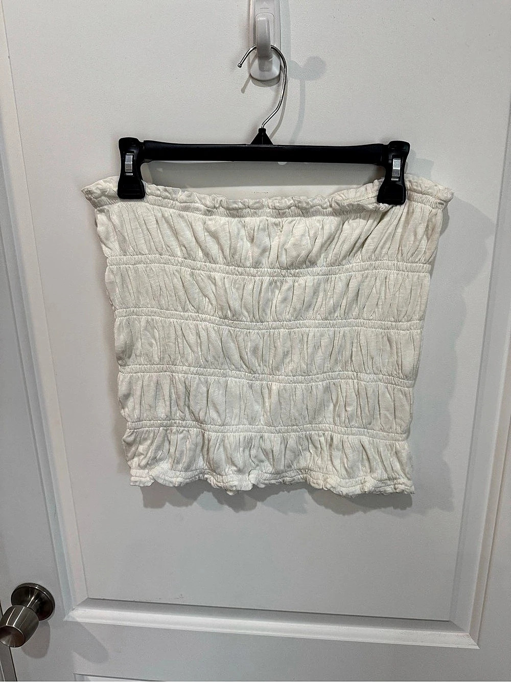 Anthropologie Smocked Tube Top Ruched White Large
